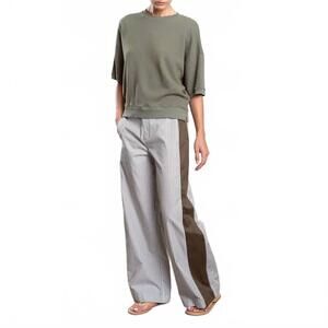 NEW PHARAOH wes cotton stripe pant in blue/brown